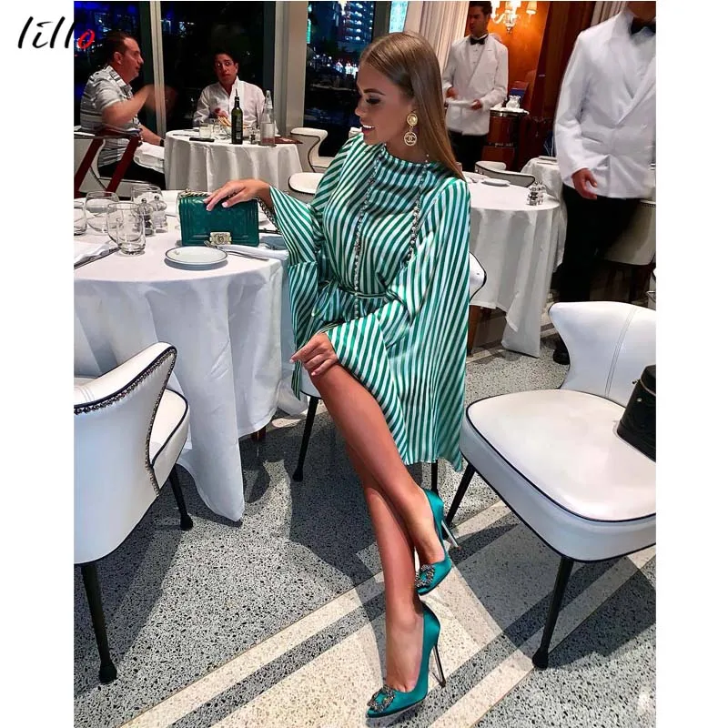 

White green striped dress fashion sexy loose unique design Summer Fashion Women Dress Party Beach Seaside Dress wild dress sexy