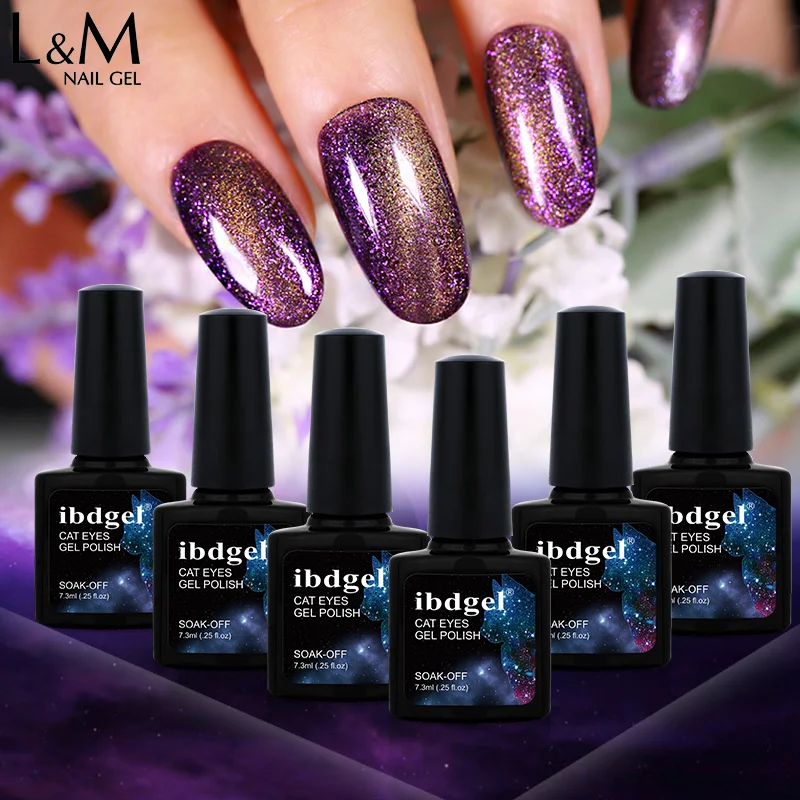 

ibdgel Brand 3pcs/set Glitter Magnetic Chameleon Soak Off UV &LED Cat eyes Varnish Gel Nails Art Lacquer Gel Polish