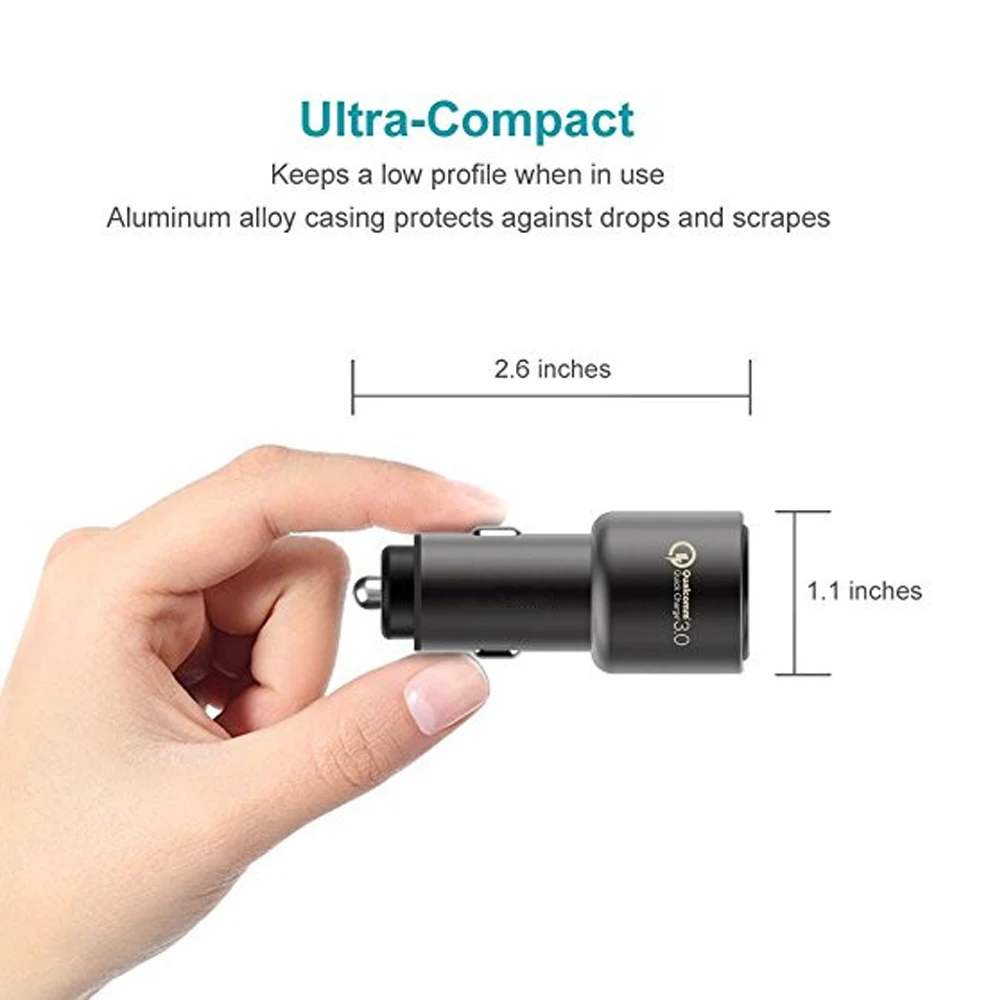 2 Порты usb автомобиля Зарядное устройство с Qualcomm QC3.0 Технология для samsung Xiaomi