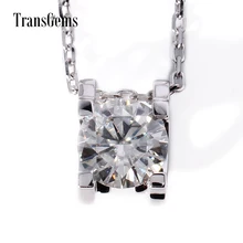 TransGems 1 Carat Lab Grown Moissanite Diamond Solitaire Pendant Necklace Solid 18K White Gold Necklace for Women TransGems 1 Carat Lab Grown Moissanite Diamond Solitaire Pendant Necklace Solid 18K White Gold Necklace for Women