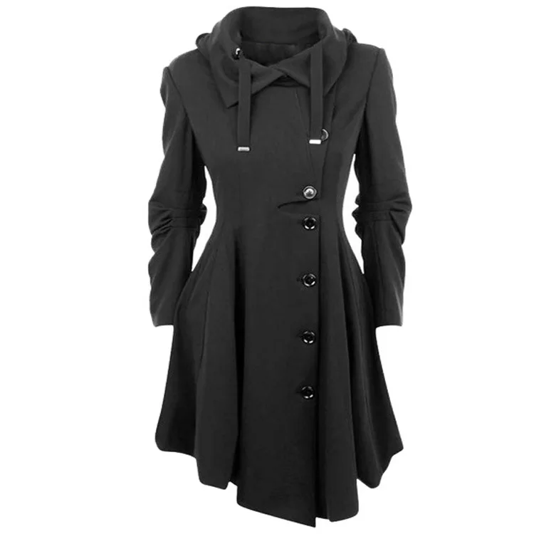 

Casaco Feminino Cotton Satin Full Long Beading Top New Arrival Trench Coat 2018 Irregular Hem Double Faced Coat Windbreaker