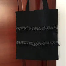 YILE модный уникальный черный хлопковый холст хозяйственная сумка на плечо плиссированная отделка 715a