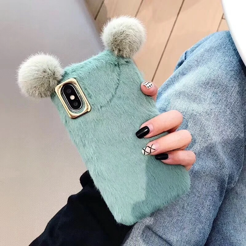 HOTR for iphone 7 case Cute Plush Ears Back Case 6 6s 8 9 plus X XS XR MAX Fashion Warm Phone Girl |