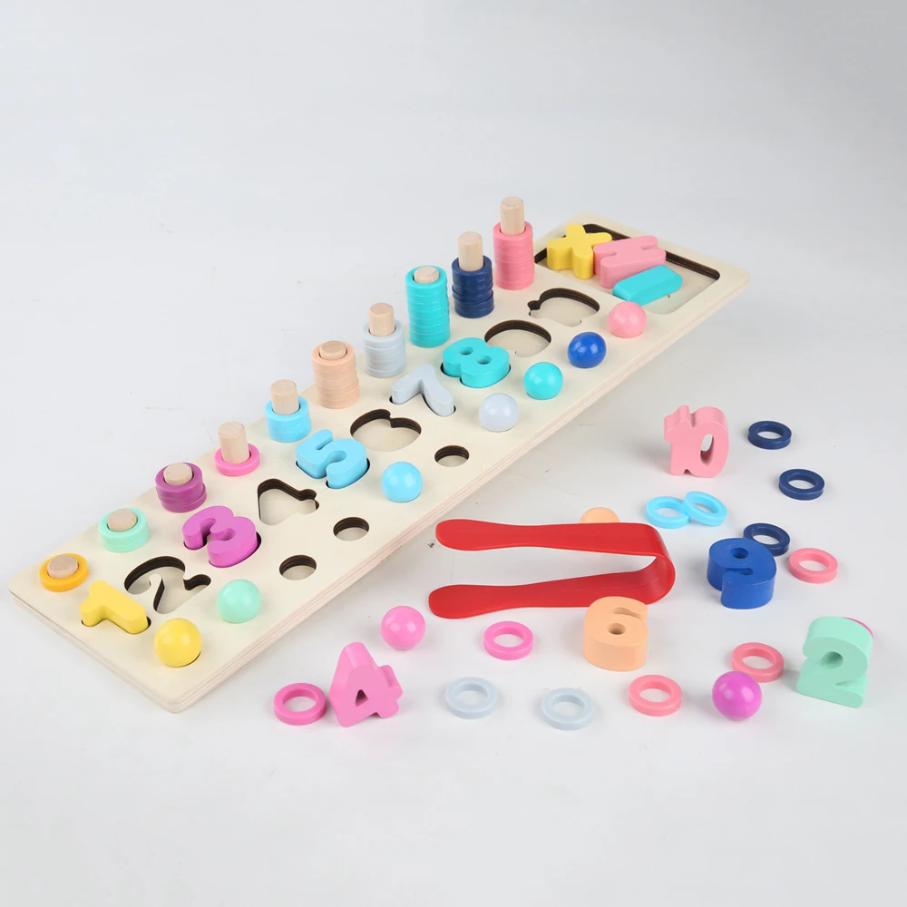 Деревянные игрушки Монтессори для дошкольников, магнитные бусины для рыбалки, Обучающие приспособления для раннего обучения, математические игрушки для детей