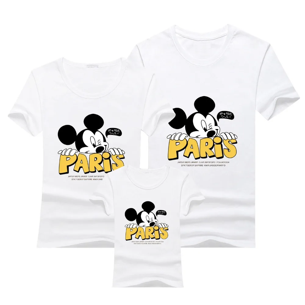 

2019 Family Matching Clothes Best Friend Tshirt Cartoon Mickey Printed T Shirt Family Look Mother Son Dad Daughter outfits Suit