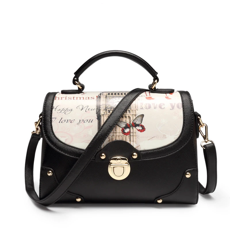 England Style Printing Bag Women Designer Messenger Bag Classic Flap Hand Bag Ladies Gergours PU Single