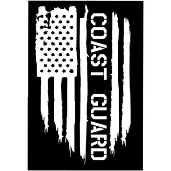 

2Pcs American flag stickers USCG Coast Guard USA Military vinyl die cut sticker decal 26.5x12.5cm