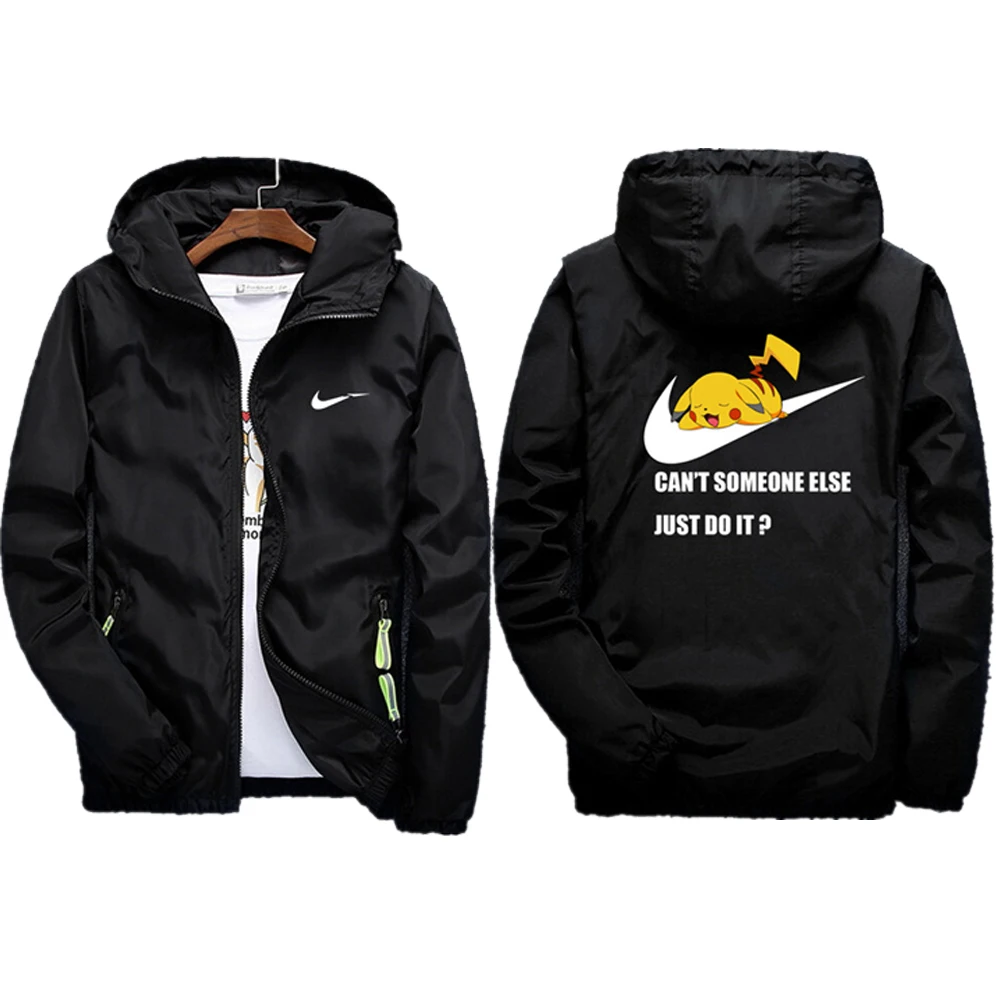 2019 كبير حجم 7XL فقط بيكاتشو تفعل ذلك سترة عارضة الصلبة واقية سستة رقيقة معطف مقنع أبلى يندبروف سترة مضادة للماء