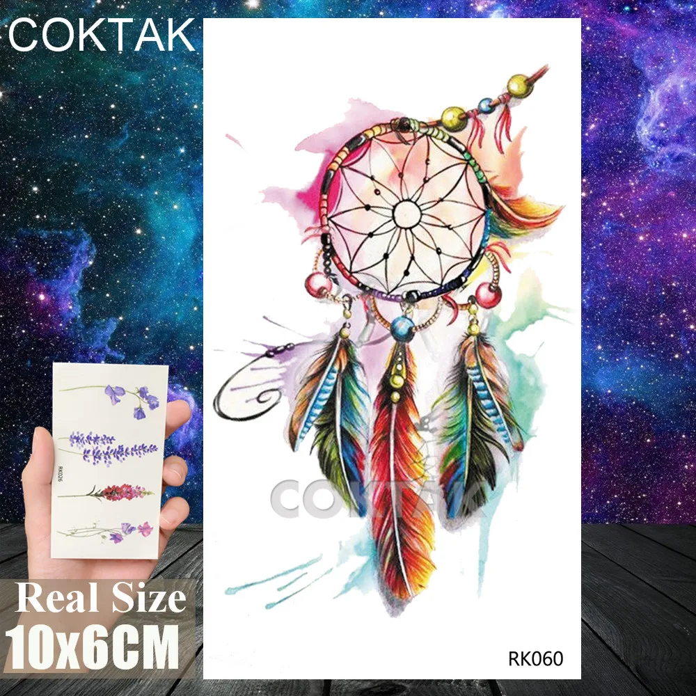 DIY акварельные Ловец снов Поддельные Временные модные наклейки татуировки
