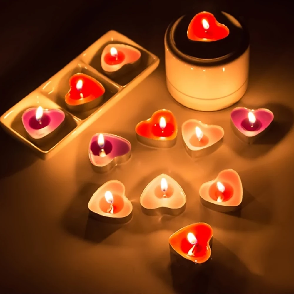 50 PCS Heart Shape Vela Candle Birthday Wedding Party Home Decor
