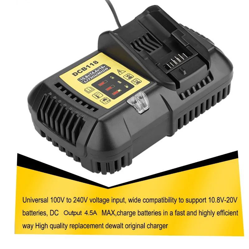 Для Dewalt зарядное устройство 20V литий ионная батарея 4.5A макс для 10 8 V 12V 14 4 18V DCB200 DCB118