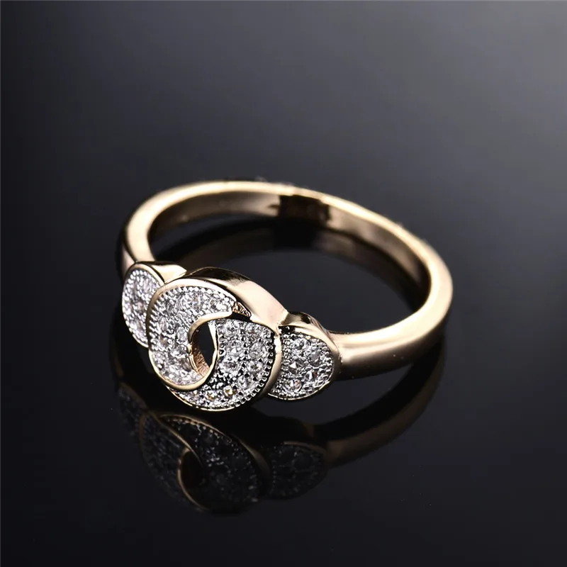 BUDONG infinity элегантное модное кольцо для девушек с узлом для женщин Золотое кольцо Кристалл Кубический цирконий Свадебные украшения XUR278
