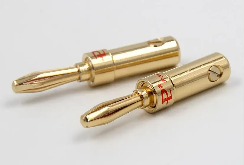 

2pcs copper gold plated speaker cable 4mm banana plug Speaker wire connector