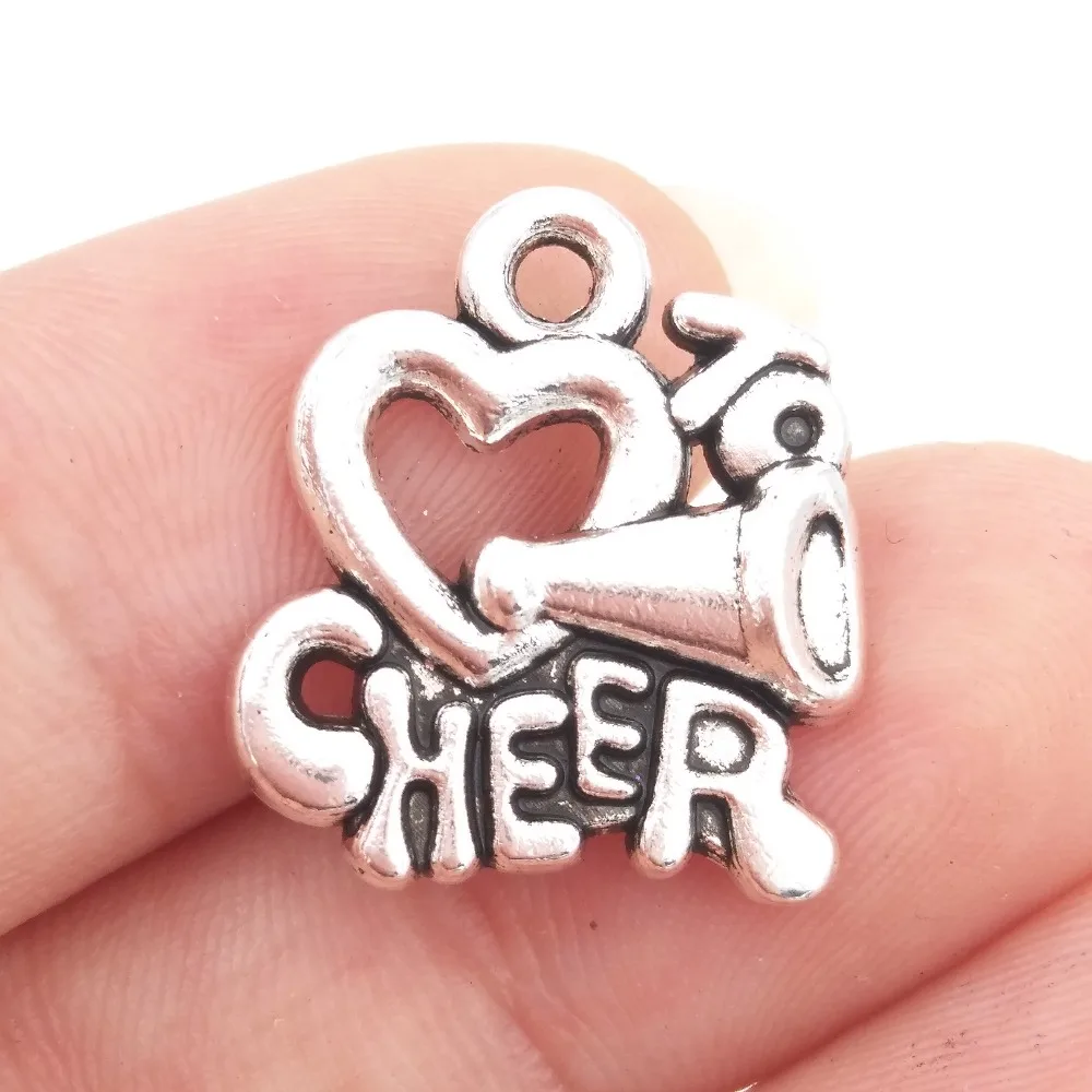 BULK 30 Zinc Alloy Words Love To Cheer Charms Cheerleading Theme