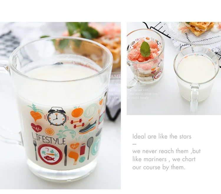 Высокое качество Творческий Термостойкие Красочные каракули печати цветок свинца стекло Молоко Кофе сок CupsHome напиток
