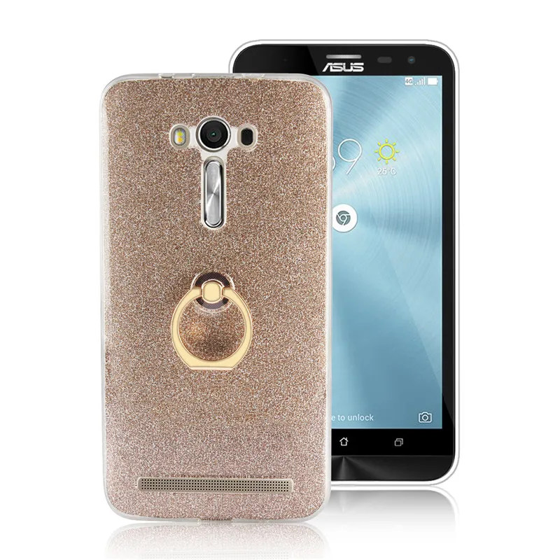

Coque Soft TPU Luxury Case for Asus ZenFone 2 Laser ZE550KL Case Cover For Asus ZE550KL Ze551kl Glitter Silicon Ring Back Cover