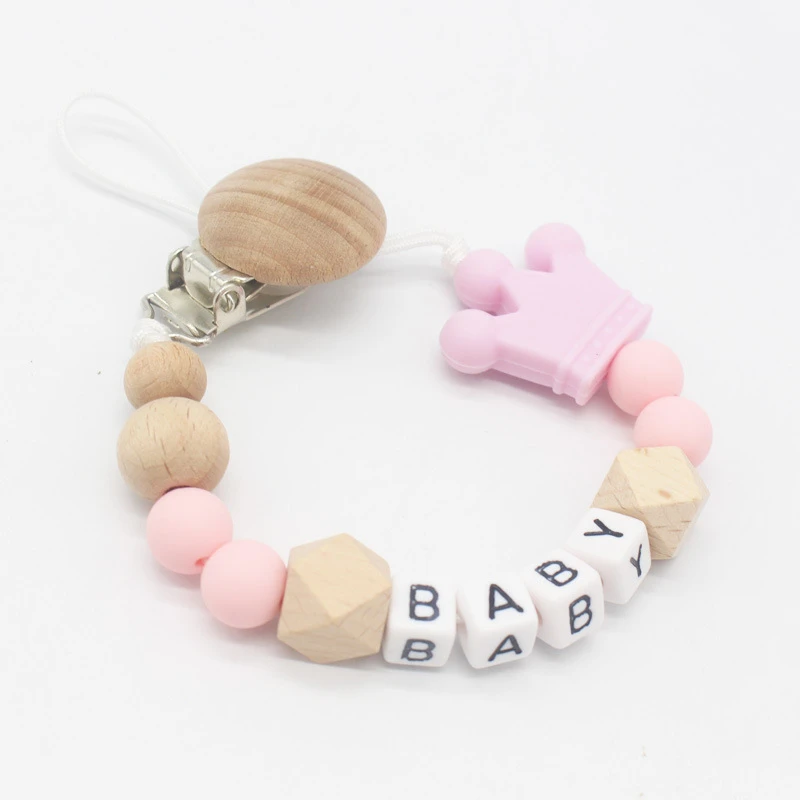 Personalized Name Handmade Pacifier Clips Holder Chain Silicone