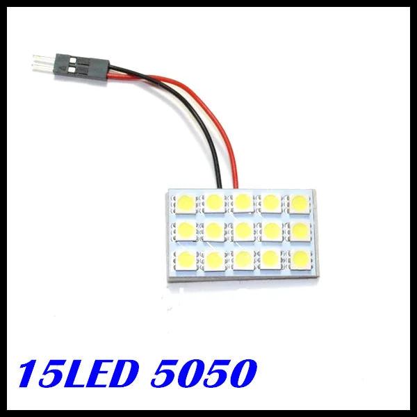 100 шт./лот 15 SMD 5050 LED автомобилей Панель света Интерьер номеров Купол лампа с 3 Адаптеры для сим-карт