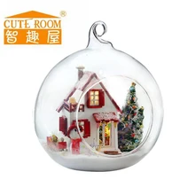 Diy Кукольный дом мини стеклянный шар модель строительные наборы ручной работы деревянный миниатюрный кукольный домик игрушка Дети Рождественские подарки