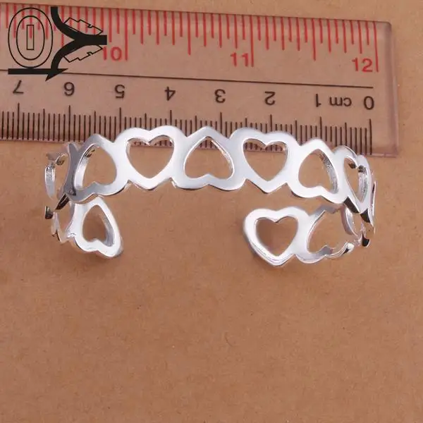 

Top Quality Wholesale Silver Plated Bangle,Wedding Jewelry Accessories,Fashion Silver Opening Full Love Heart Bangles Bracelet
