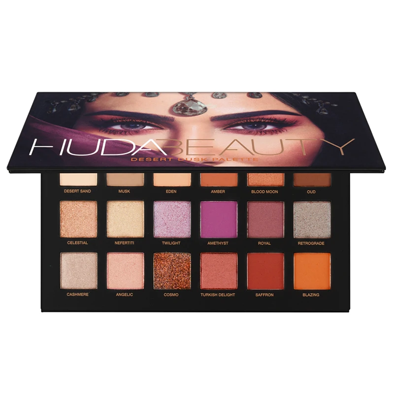 Палитра Hudas beauty Eyeshadow Pallete, 18 цветов, пустыня, сумерки, макияж, матовые тени для век, палитра, телесная пудра, пигменты, косметика