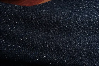 

Free ship navy with shinning line weaved tweed fabric price for 1 meter