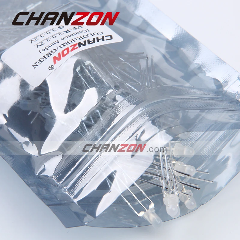 CHANZON 100 шт. 3 мм общий анодный светодиодный Диод красный и зеленый рассеянный 20 мА