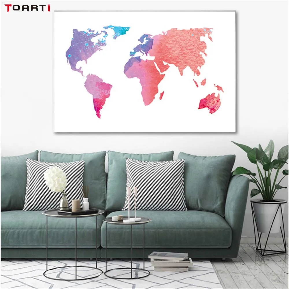 

Modern Wall Art Pictures Colorful World Map Canvas Poster And Print Canvas Painting Decorative For Living Room Home Decor Gift