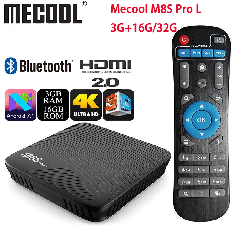 

Mecool Android TV BOX Amlogic S912 Octa Core 3GB 16GB/32GB 4K WIFI H265 HD 3D M8S PRO L Voice Control Android 7.1 VS Android 8.1