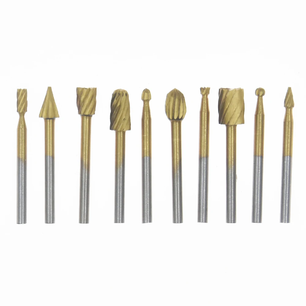 10pcs High Speed Steel Burrs Rotary Tool Files Woodworking Carving Tool