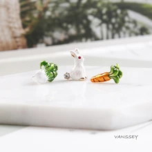 Vanssey/Винтажные серьги-гвоздики в виде кролика, капусты, моркови, эмалированные, вечерние свадебные аксессуары для женщин, новинка года