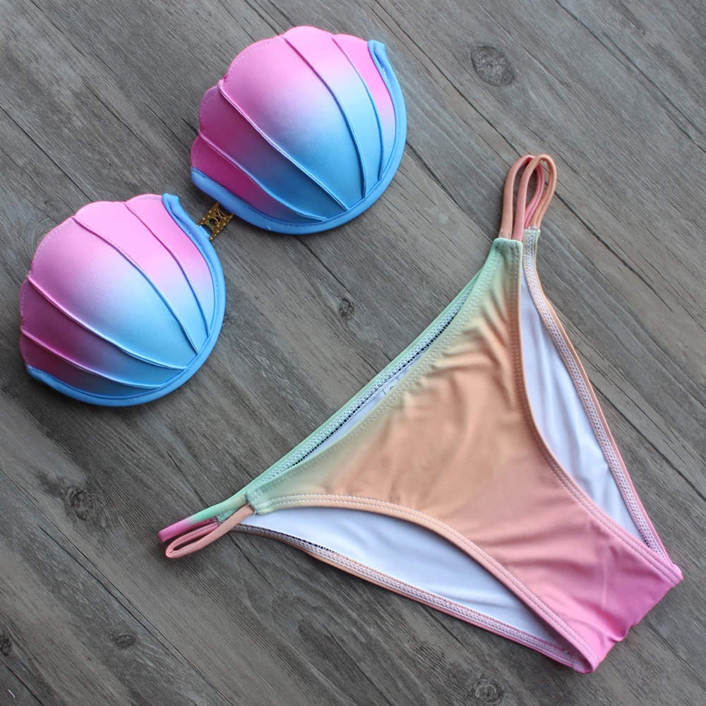 

Unique Design Sexy Bikinis 2016 Summer Women Bathing Suit Shell Shape Top Bikinis Plus Size Swimwear Costumi Da Bagno Donna