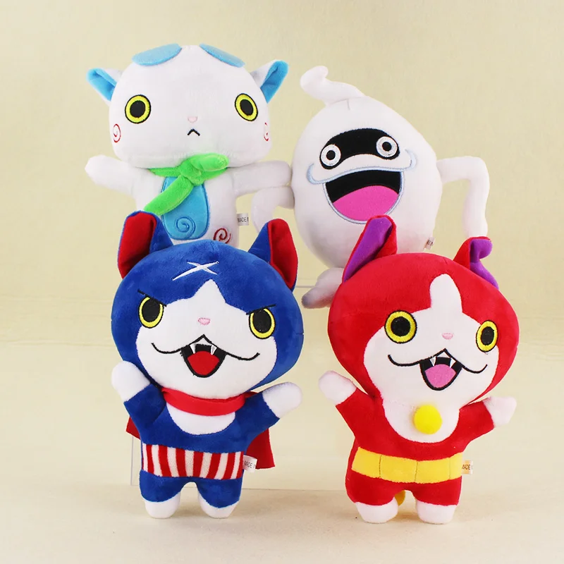 4pcs Lot 20 23cm New Yo Kai Kawaii Yokai Watch Doll Jibanyan Komasan and Whisper Youkai