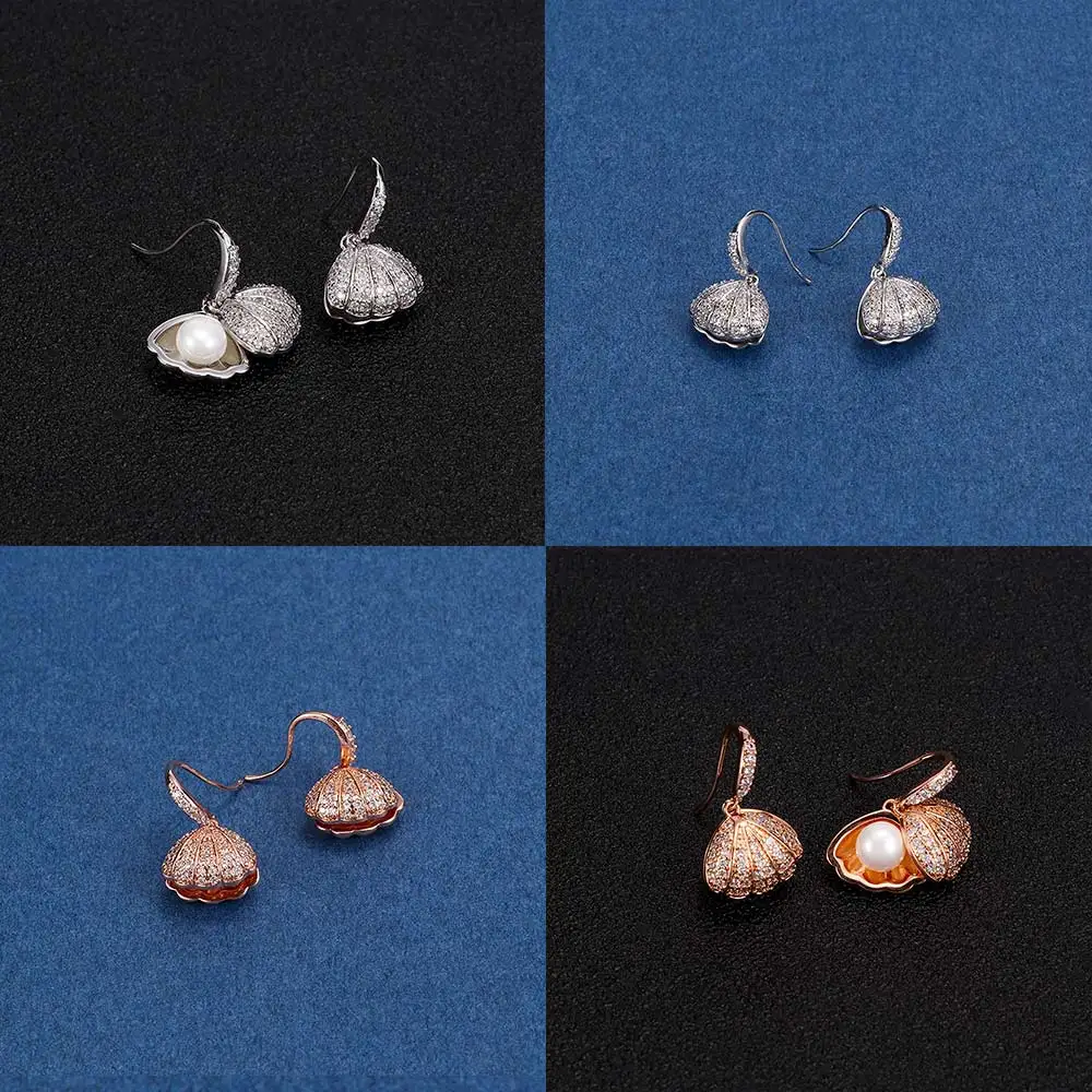 

1 Pcs Woman Elegant Fashion Jewelry Accessories Imitation Pearl Shell Shape Pandent Dangle Earrings boucles d oreille femme