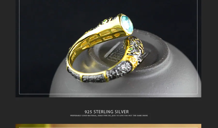 Кольцо с эмалью топаз, 925 пробы, серебряное кольцо для женщин, резной цветок, бриллиант, хорошее ювелирное изделие, роскошное натуральное свадебное кольцо SR16