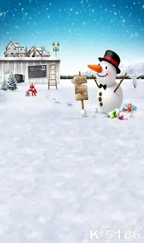 

Fantasy White Snow Backdrop For Wedding/Children Computer-Printing Props Photographic Backgrounds Cute Snowman Decor Background
