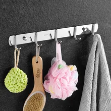 Вешалка 3-8 крючков для кухни, ванной, спальни, балкона SUS304 из нержавеющей стали, настенная полка для одежды