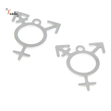 5 pçs/lote Trans Orgulho lgbt Orgulho Transgêneros charme identidades não Binário aço Inoxidável pingente Encanto 25x20mm
