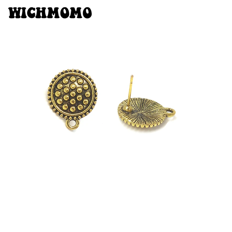 

New Fashion 17mm 10pieces/bag Zinc Alloy Gold Round Flowers Earring Base Connectors Linkers for DIY Earring Jewelry Accessories