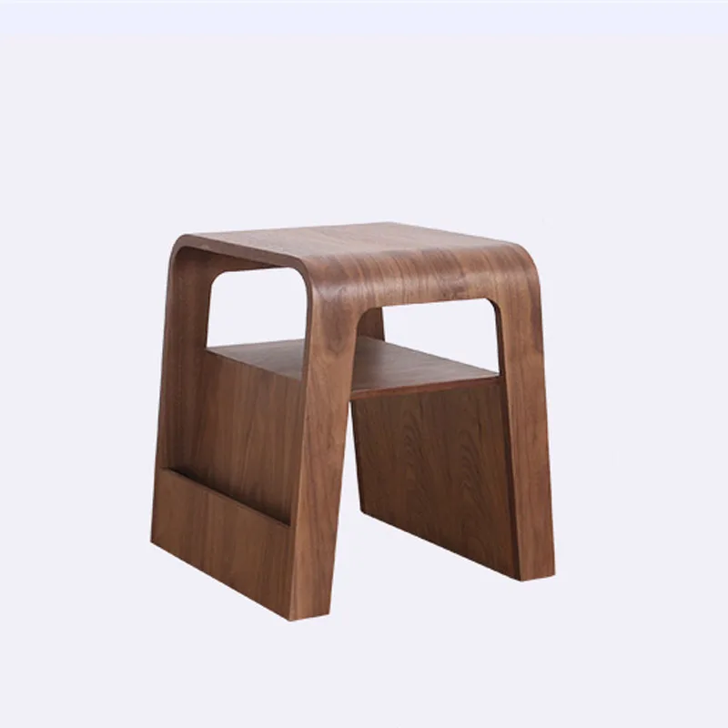 Walnut Finish Magazine End Table