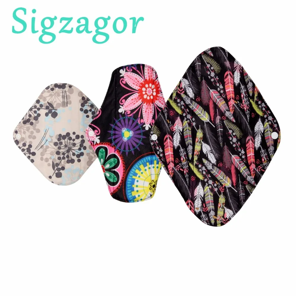 [Sigzagor] 1 средний обычный бамбуковый тканевый коврик для мамы, гигиеническая менструальная прокладка для беременных, многоразовая моющаяся, 10 дюймов, 25 см, 26 дизайнов