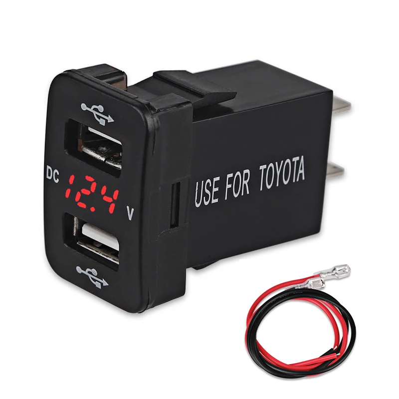 Asdomo 12 V-24 V Dual USB caricabatteria da Auto voltmetro LED Adattatore di Alimentazione per Toyota 