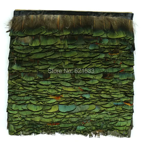 

10Meters/lot!5cm height!Golden Pheasant ruff feather fringe of green trim for Clothing /Wedding /Dance recital