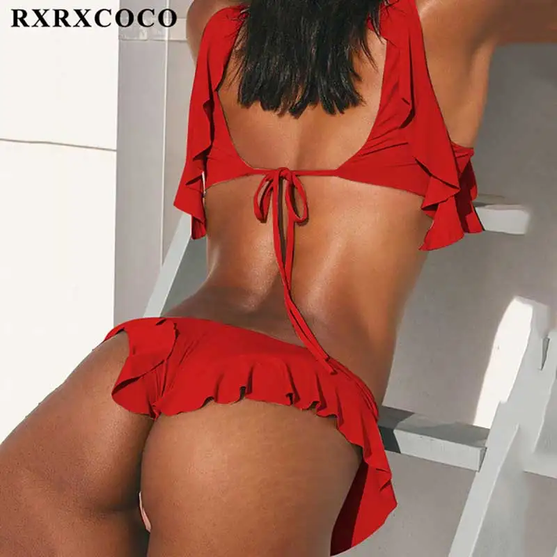 lace ups ruffle bikini push up swimwear women sexy floral halter bikini set 2019 swimsuit brazilian Cross Bandage swimming suit lace ups ruffle bikini push up swimwear women sexy floral halter bikini set 2019 swimsuit brazilian Cross Bandage swimming suit