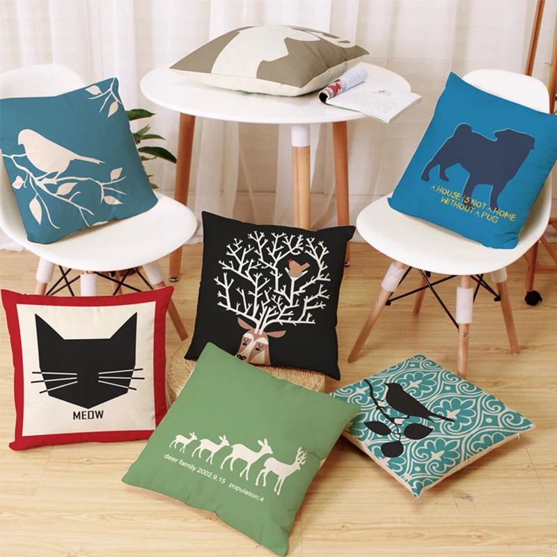 

Pillow Case Multi-function Non Core High Quality Fabric Linen Fabric 45*45cm Cartoon Animals Cushion 1pcs Multi Style