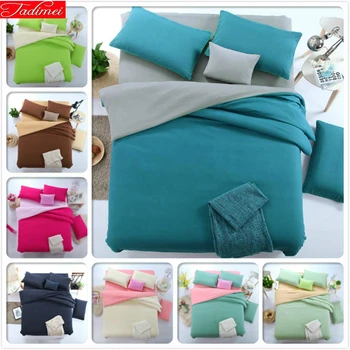 

Full King Queen Twin Double Single Size 3pcs 4pcs Set Bed Sheet Duvet Cover Pillowcase 1.5m 1.8m 2m 2.2m Bedclothes Plain Colour