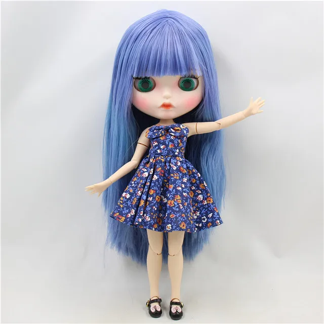 Ледяная фабрика blyth кукла 1/6 bjd белая кожа соединение тела синий/фиолетовый волосы матовый лицо резные губы с бровями BL2749 - Цвет: doll clothes shoes
