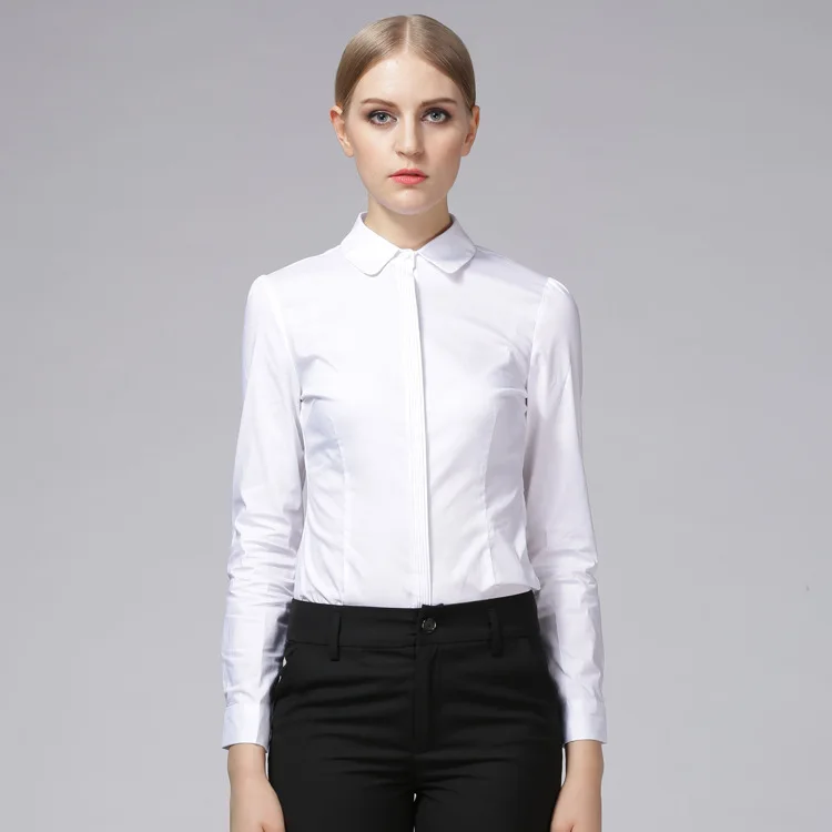 Ruoru, Женская официальная одежда, белая рубашка, рабочие топы размера плюс, Офисная рубашка, боди с длинным рукавом, блузки, Blusas Femininas Blue - Цвет: Белый