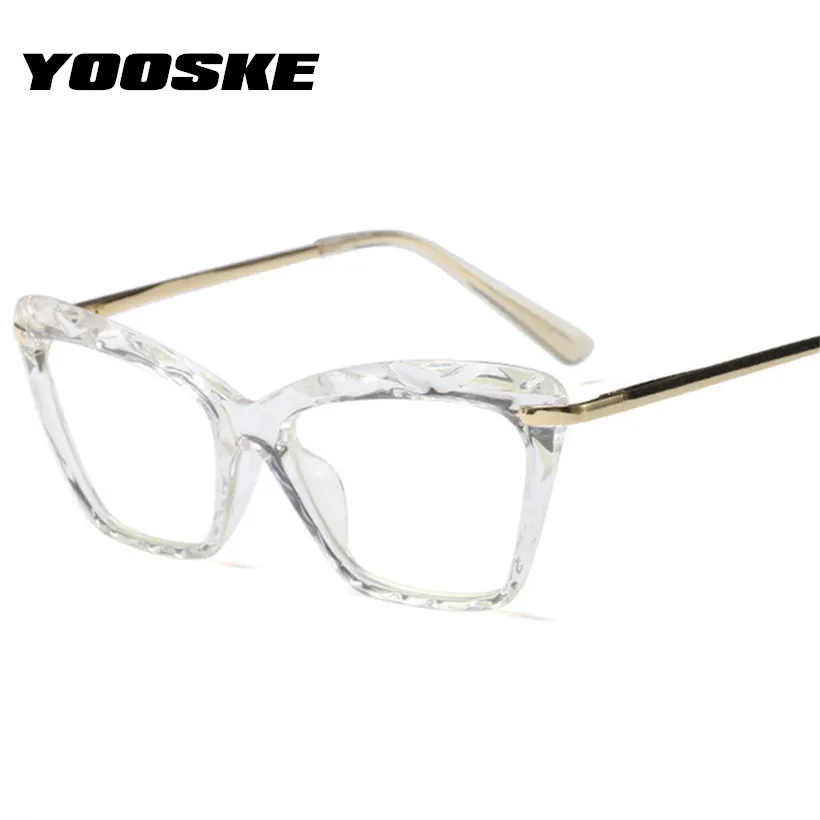 

YOOSKE Transparent Glasses Cat Eye Eyeglasses Frame Retro Clear Spectacles Frames Myopia Nerd Lens