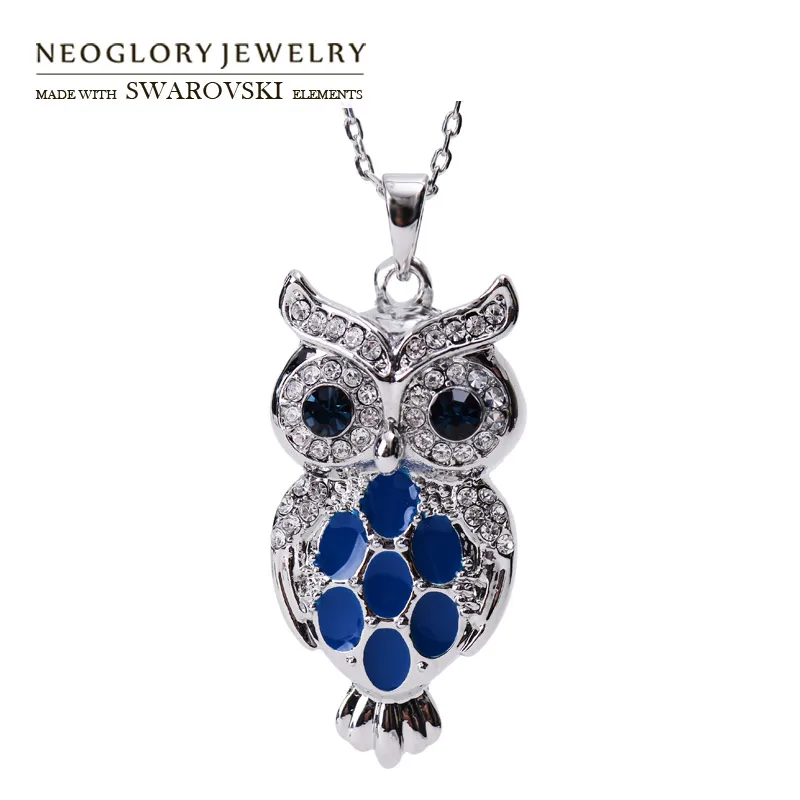 

Neoglory Austria Rhinestone & Czech Rhinestone Pendant Necklace Enamel Alloy Plated Owl Design Vintage Style Classic Design